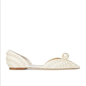 Jimmy Choo Pearl Embellished Bridal Sabine Flat (size 37.5)